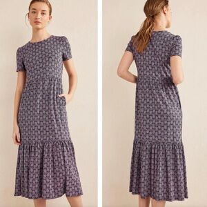 Boden Emma tiered jersey midi dress size 2